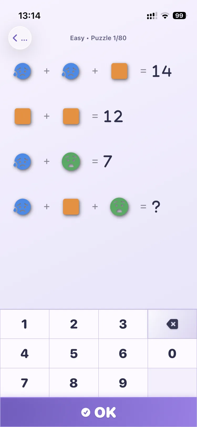 EQ Puzzle easy puzzle screen