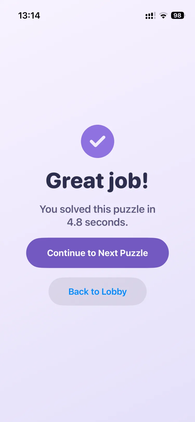 EQ Puzzle success screen
